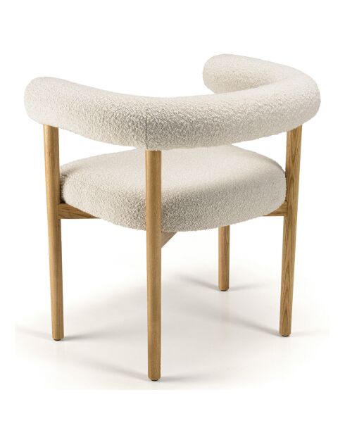 Chaise en tissu dossier arrondi et pieds en bois naturel écrue - 68x57x71 cm